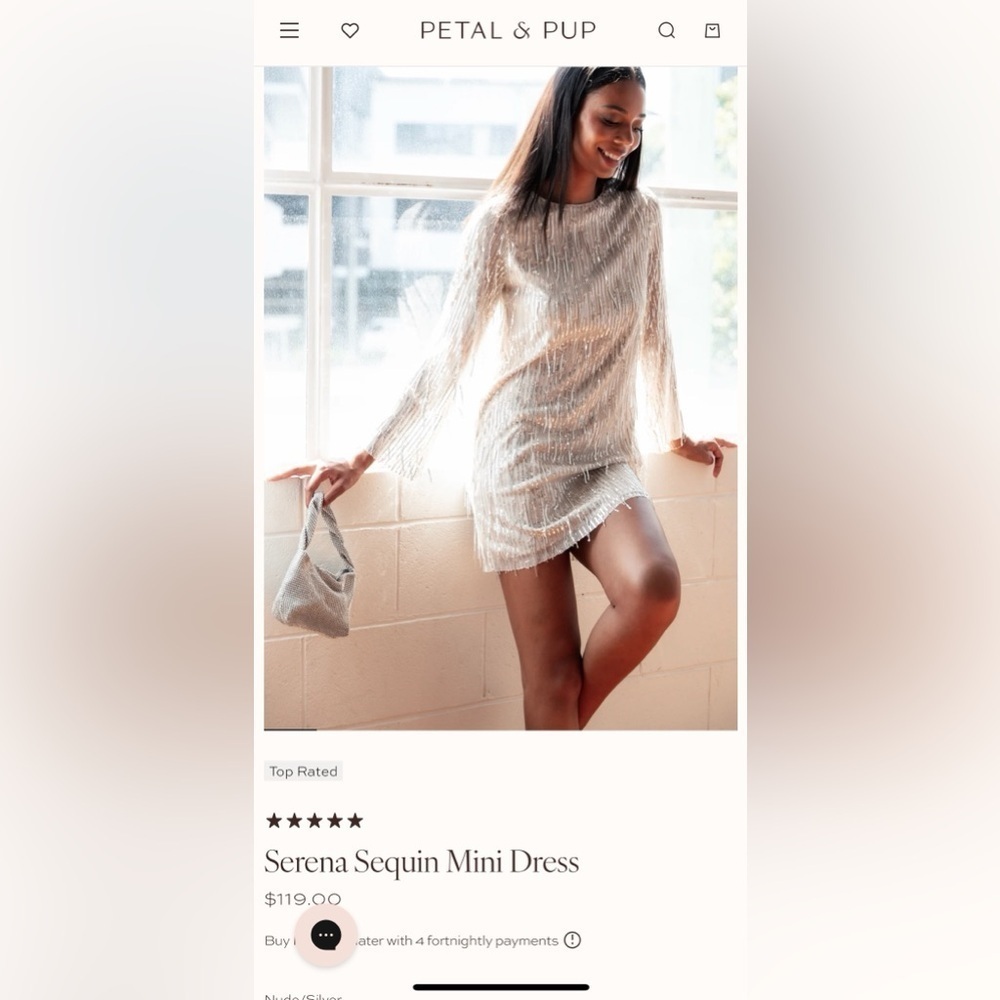 Serena NWT Sequin Mini Party Cocktail Mini Dress Nude/ Silver Size Medium